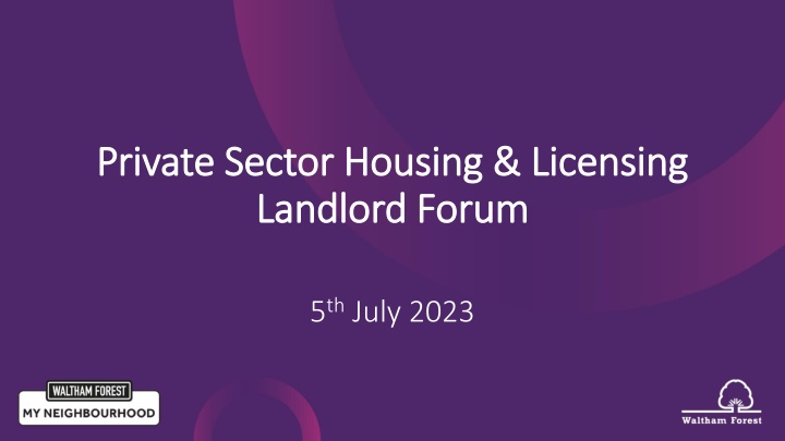 Private Sector Housing & Licensing Landlord Forum Agenda