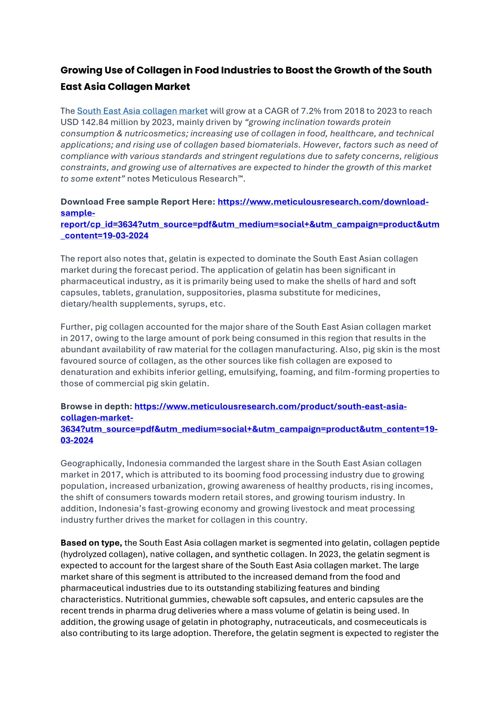 growing use of collagen in food industries l.w