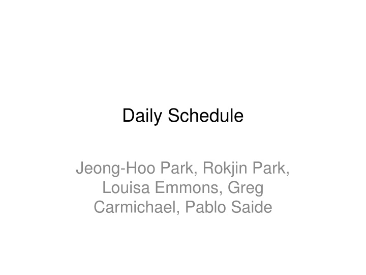 Daily Schedule & Planning Meetings for Science Research