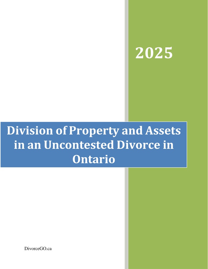 Division of Property and Assets in an Uncontested Divorce in Ontario
