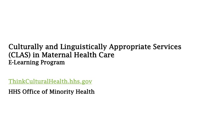 Culturally Appropriate Maternal Health Care E-Learning