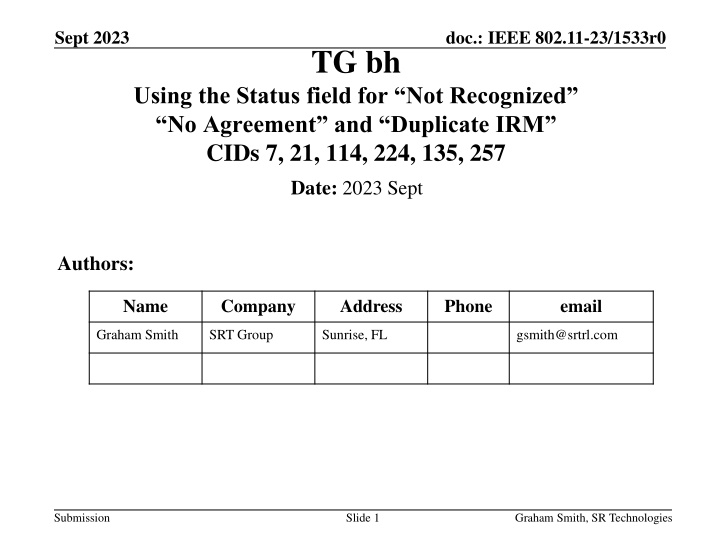Using the Status Field for Not Recognized No Agreement and Duplicate IRMCIDs