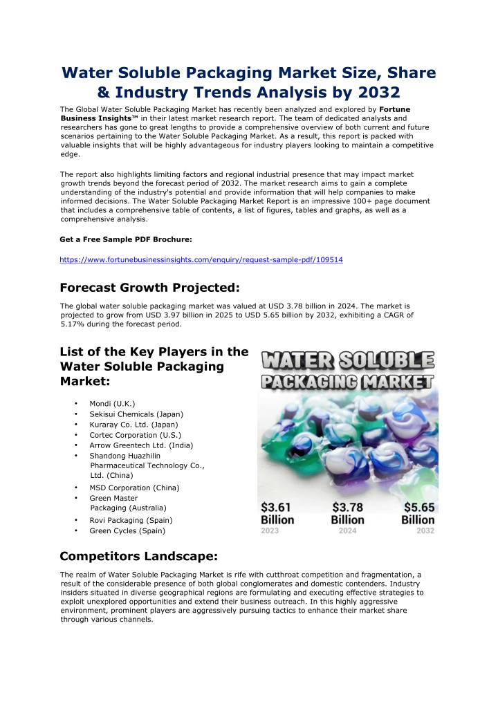 water soluble packaging market size share n.w