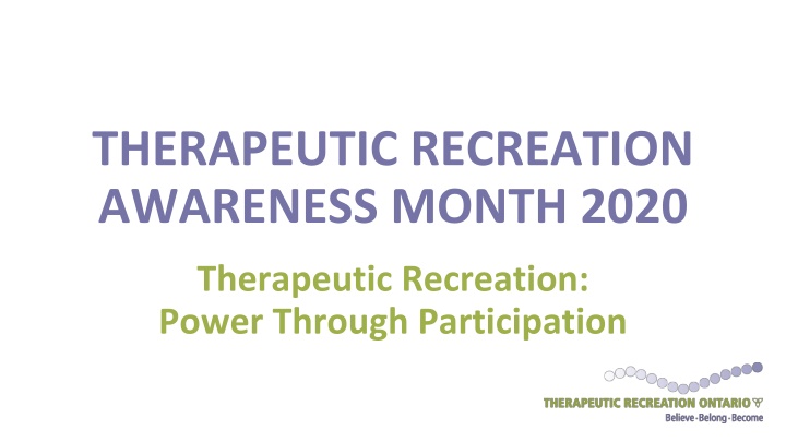 Therapeutic Recreation Awareness Month 2020