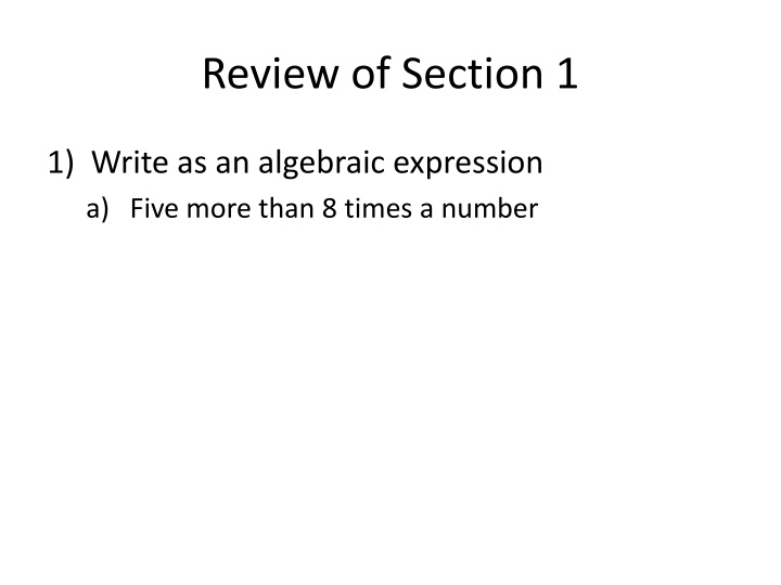 Algebraic Expressions and Number Operations