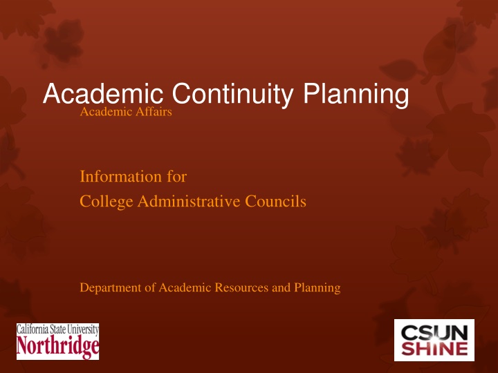 Academic Continuity Planning in College Administrative Councils