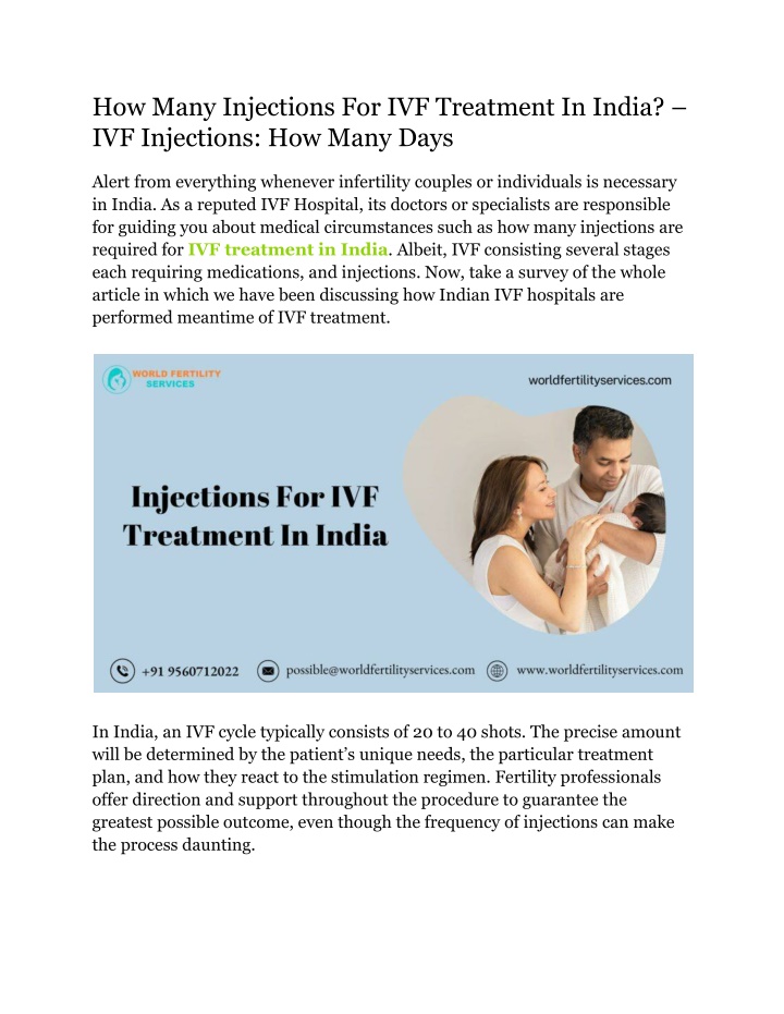 how many injections for ivf treatment in india n.w