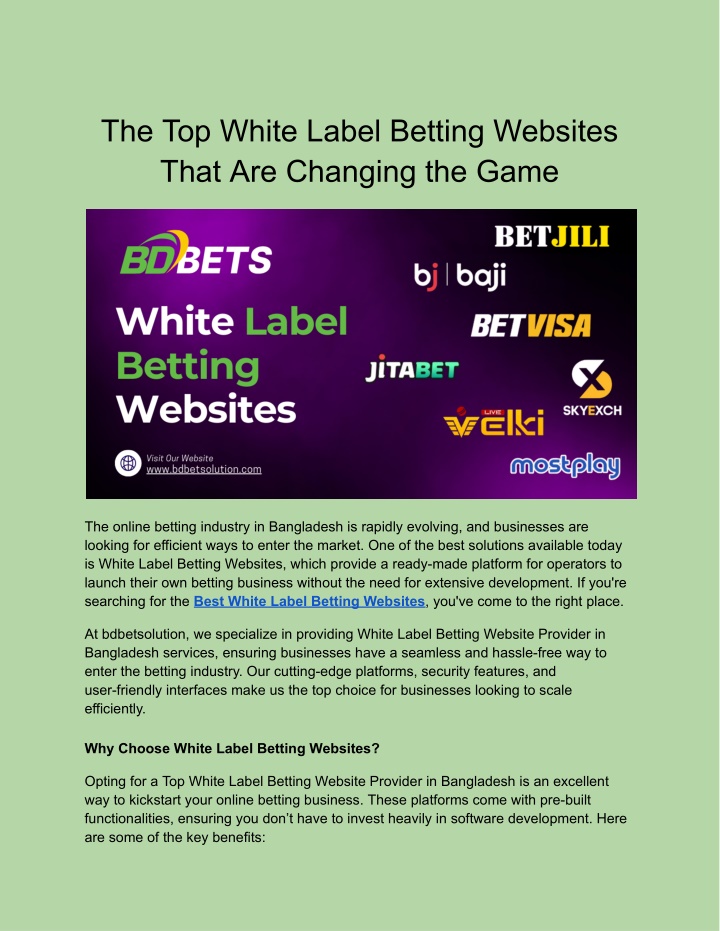 the top white label betting websites that n.w