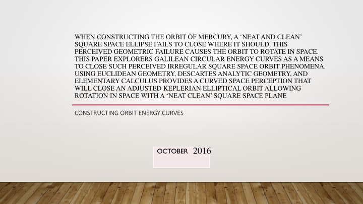 Constructing Curved Space Orbits with Energy Curves and Gfield Systems