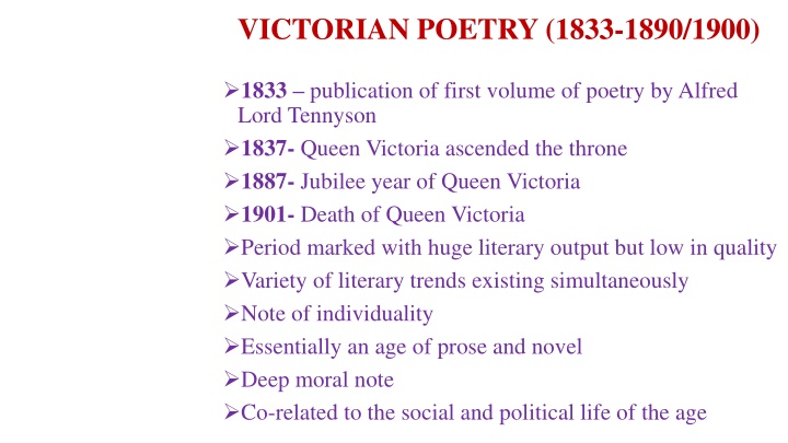 Victorian Poetry: Highlights and Evolution
