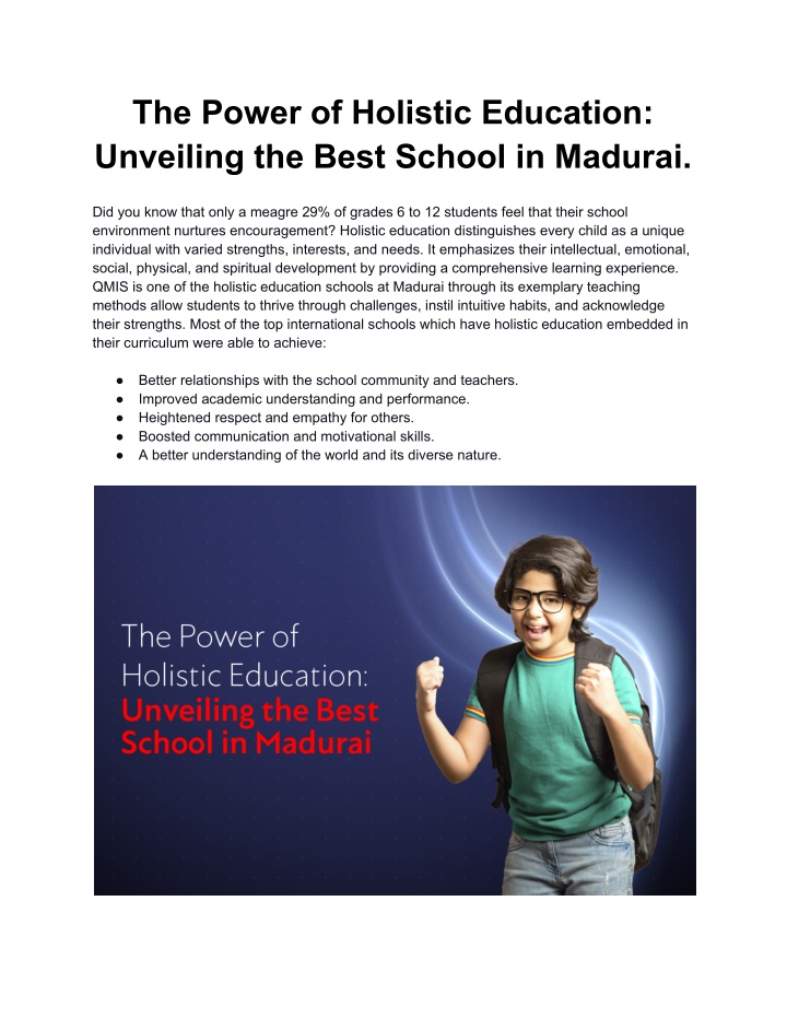 the power of holistic education unveiling n.w