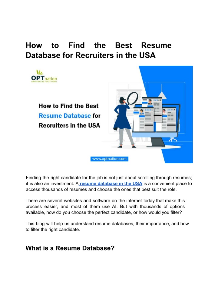 how database for recruiters in the usa n.w