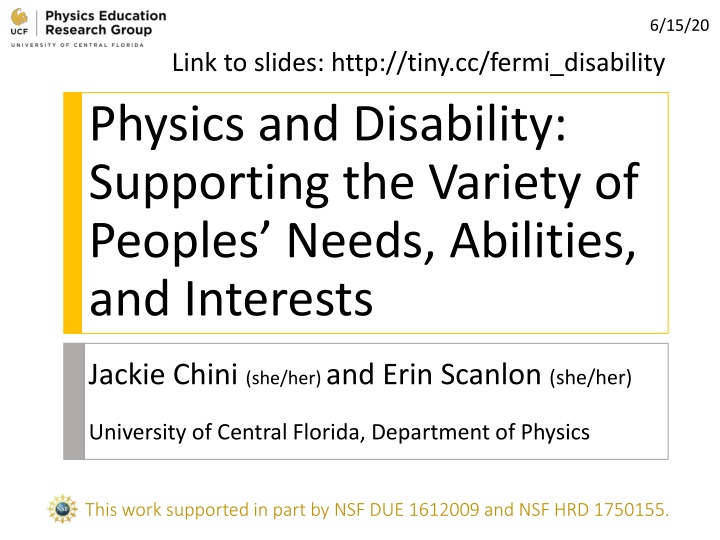 Physics and Disability: Supporting Variety of Needs