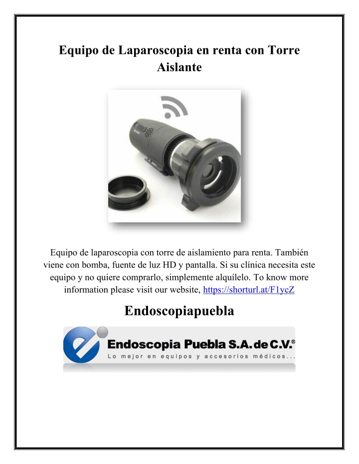 equipo de laparoscopia en renta con torre aislante n.w