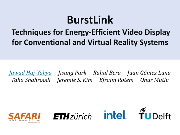 BurstLink Techniques for Energy-Efficient Video Display in Reality Systems