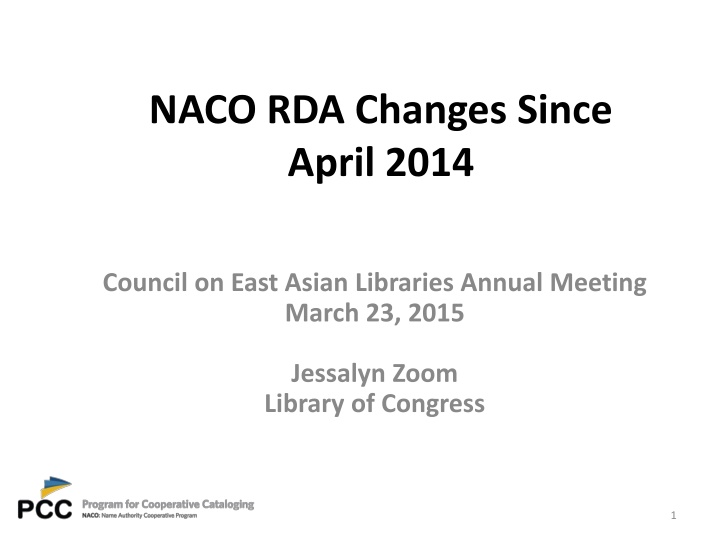 RDA Changes Since April 2014 - Phase Three Updates