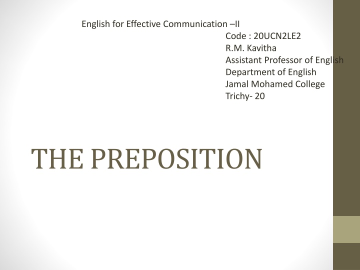 Introduction to Prepositions in English Communication