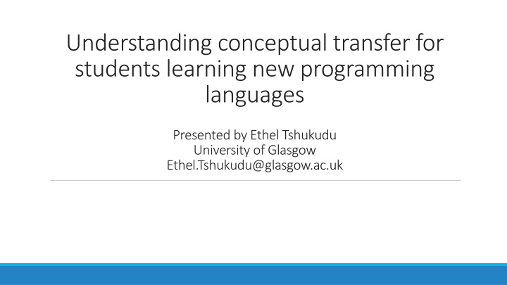 Conceptual Transfer in Learning New Programming Languages