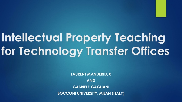Intellectual Property Teaching for Technology Transfer Offices