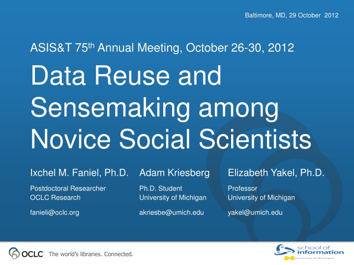 Data Reuse and Sensemaking among Novice Social Scientists