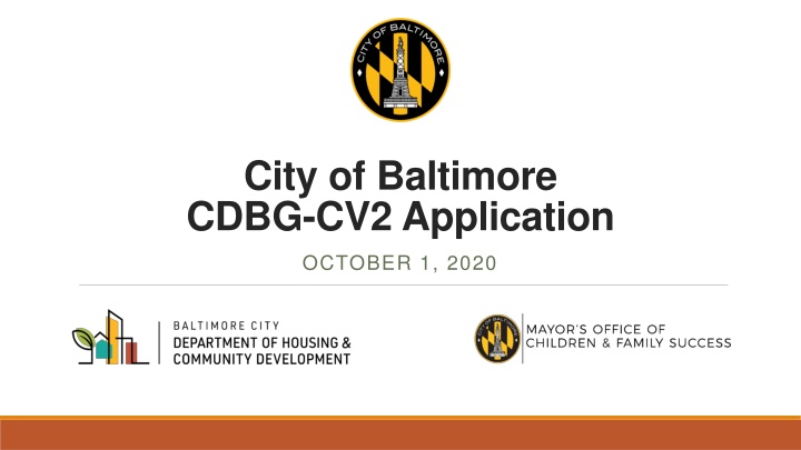 City of Baltimore CDBG-CV2 Application
