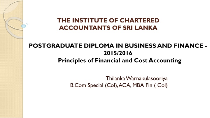 Principles of Financial and Cost Accounting