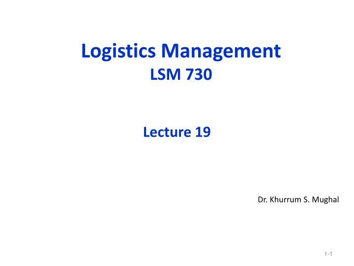 Logistics Management LSM 730