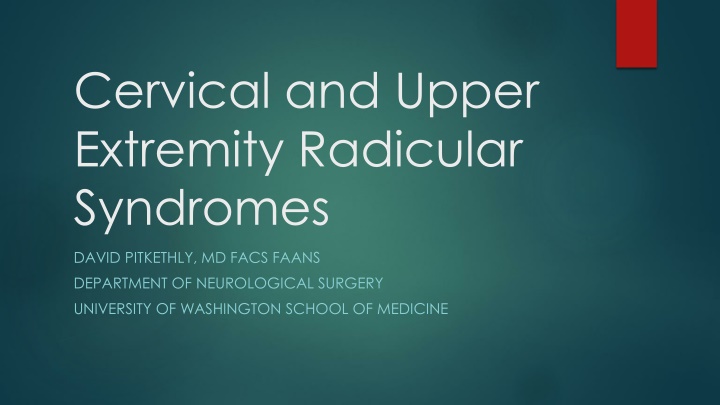 Cervical & Upper Extremity Radicular Syndromes Overview