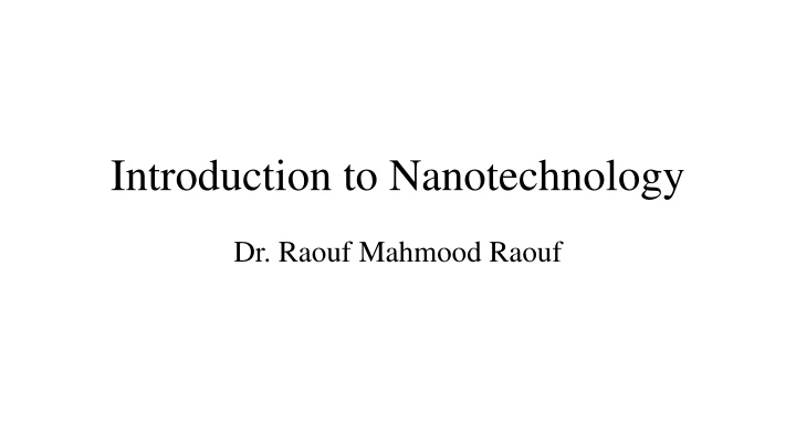 Introduction to Nanotechnology