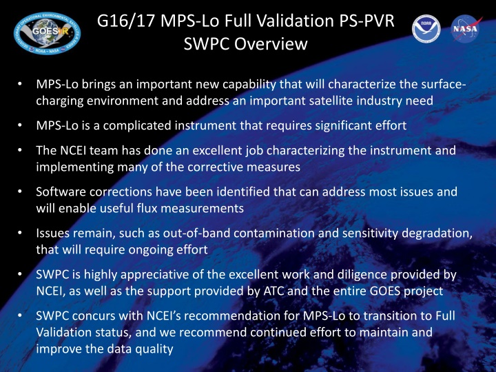 MPS-Lo Instrument Overview and Recommendations