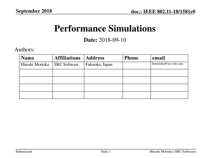 Performance Simulations