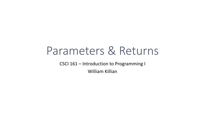 Parameters & Returns