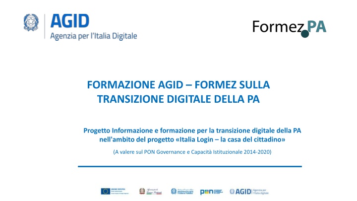Formazione AGID FORMEZ sulla transizione digitale della PA