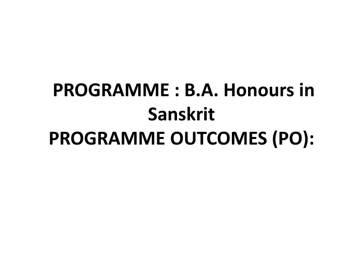 B.A. Honours in Sanskrit - Programme and Outcomes