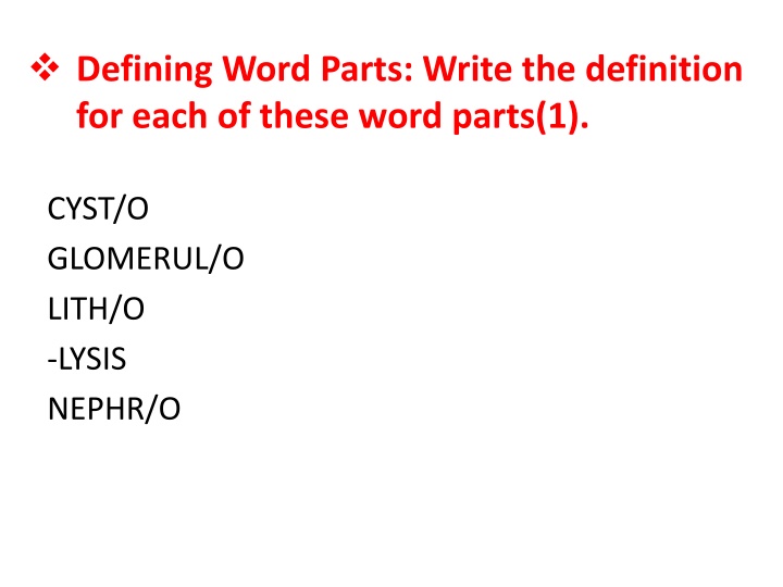 Word Parts in Anatomy