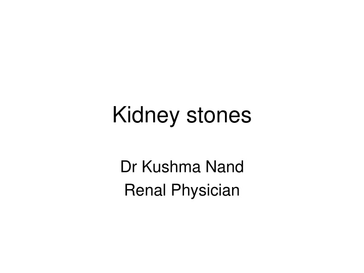 Urinary Stone Formation