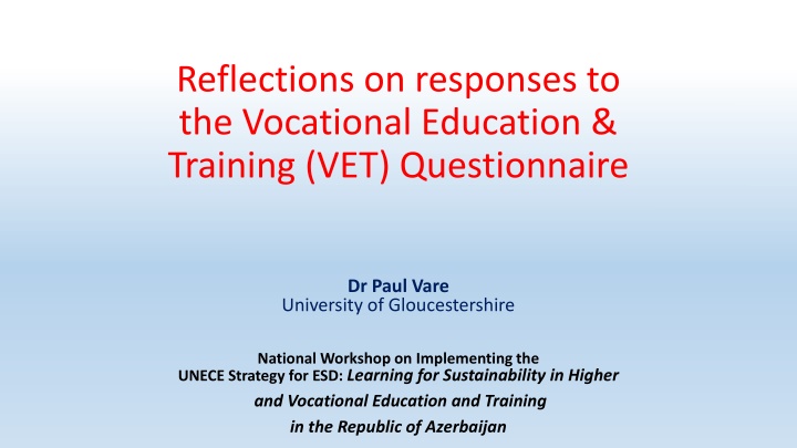 Reflections on Vocational Education & Sustainable Development in VET Programs