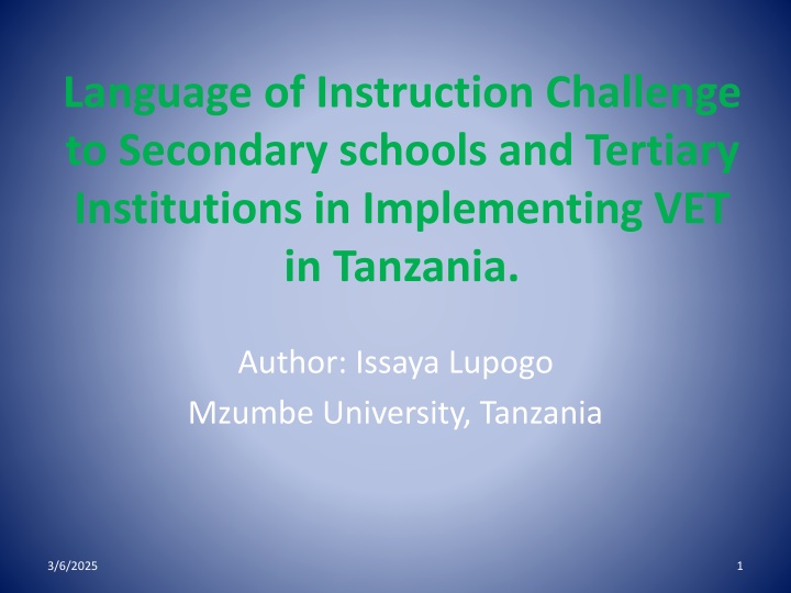 Challenges in Implementing Vocational Education and Training in Tanzania