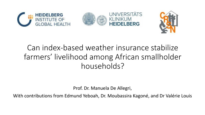 Index-Based Weather Insurance for African Smallholder Livelihood