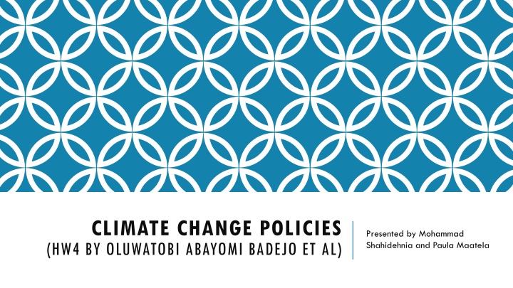 CLIMATE CHANGE POLICIES