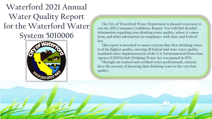 Waterford 2021 Annual Water Quality Report