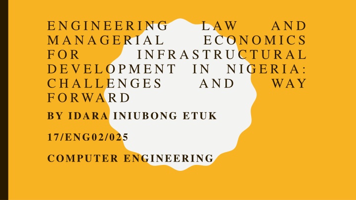 Engineering Managerial Challenges for Economic and Infrastructure Development in Nigeria