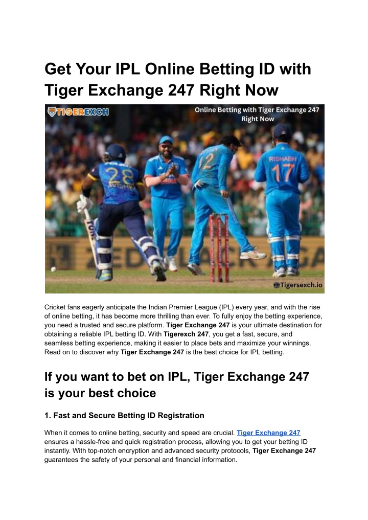 get your ipl online betting id with tiger n.w