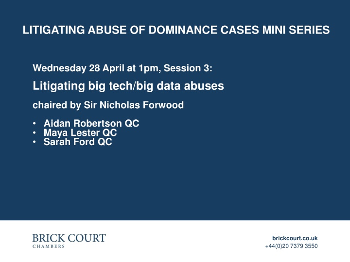 Litigating Abuse of Dominance Cases Mini Series