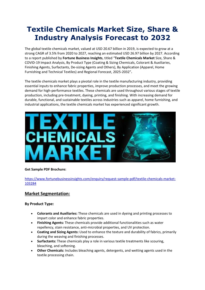 textile chemicals market size share industry n.w