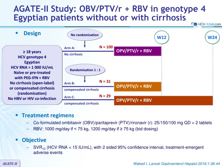 AGATE-II Study: Ombitasvir/Paritaprevir/Ritonavir + Ribavirin in Egyptian Patients