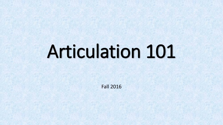 Course Articulation Process