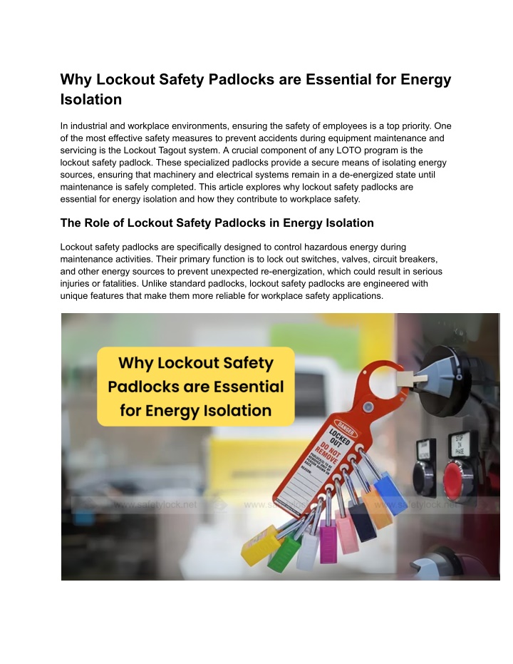 why lockout safety padlocks are essential n.w