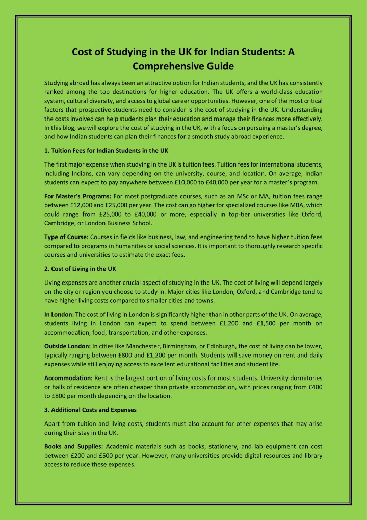 cost of studying in the uk for indian students n.w