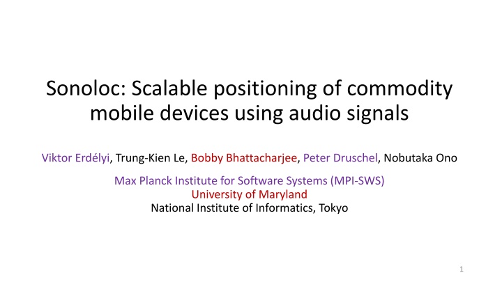 Scalable Positioning of Commodity Mobile Devices Using Audio Signals